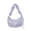 Lightweight purple nylon dumpling shoulder bag, casual pleated crossbody bag for daily commute. - Purple