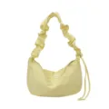 Casual yellow nylon pleated shoulder bag, large capacity stylish dumpling crossbody purse for women. - Yellow