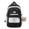 Japanese campus style sweet girl backpack black and white star pattern school bag for students - Single Bag / Black