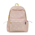 Sweet pink dandelion print backpack cute school bag with front pocket and yellow details. - Single Bag / Pink