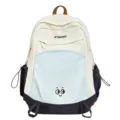Color block casual backpack for women and students, large capacity travel school book bag. - Single Bag / Large Blue
