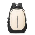 Casual black and beige contrast backpack, stylish commuter daypack, durable school bookbag - Khaki