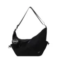 Black canvas tactical messenger bag for men, casual commuting crossbody bag with pouch - Black