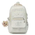 Japanese style sweet girl school backpack with star print, casual double shoulder bag for students. - Single Bag / White