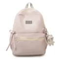 Pink casual school backpack for women, large capacity daily book bag with cute plush pendant. - Single Bag / Pink
