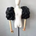 Französische schwarze Puffärmel abnehmbar dramatische Rüschen Brautkleid Armabdeckung Zubehör - Einheitsgröße / Schwarz