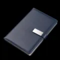 A5 dark blue leather notebook with metal buckle, simple business diary and office stationery. - A5 / Dark Blue
