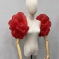 Atemberaubende rote Organza Puffärmel abnehmbar, dramatischer Vintage Hof Brautkleid Zubehör. - Einheitsgröße / Rot