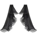 Black gothic mesh sleeves lace ruffles dark style arm warmers chic alternative fashion apparel - One Size / Black