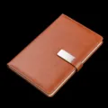 A5 brown leather notebook diary with metal buckle closure, ideal for business meetings and office. - A5 / Brown