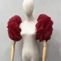 Rote Organza abnehmbare Puffärmel im Vintage Hofstil Brautkleid Armabdeckungen für Damen - Einheitsgröße / Burgunderrot