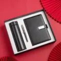 Black business gift set including A5 notebook, pen and thermos cup for office. - A5 / Black 3-Piece Gift Set
