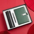 A5 buckle notebook business gift set with thermos and pen, ideal for office and daily use. - A5 / Green 3-Piece Gift Set