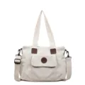 Beige corduroy tote bag, casual stylish shoulder crossbody bag for women daily commute. - Off White