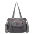 Grey corduroy tote bag for women, versatile shoulder crossbody bag with top handles, casual design. - Gray