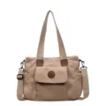 Casual corduroy tote bag for women, versatile shoulder crossbody bag with top handles, khaki variant. - Khaki