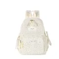 Japanese style cute corduroy backpack for teen girls, sweet star print school bag with cute cloud. - S / White