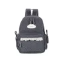 Dark grey corduroy backpack women cute star pattern school bag with cloud patch and lace. - S / Gray