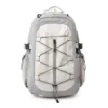 Casual large capacity grey grid backpack for men and women sports hiking travel bag - Gray