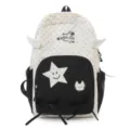 Japanese style cute polka dot school backpack with wings, large capacity casual daypack for kids - Black