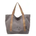 Casual canvas tote bag for women, large capacity daily commuter handbag with shoulder straps. - Gray
