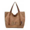 Casual canvas tote bag for women, large capacity shoulder handbag for daily work or school. - Brown