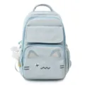 Cute cat embroidered school backpack for women and students, Japanese style casual travel daypack. - Single Bag / Blue