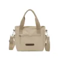 Casual nylon shoulder bag for women, large capacity travel handbag with multiple pockets. - Khaki