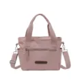 Casual women's pink nylon shoulder crossbody bag, lightweight daily tote and commuter handbag. - Misty Pink
