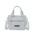 Lightweight nylon casual shoulder bag for women, stylish tote bag with front zipper pocket. - Cloud Algae Blue