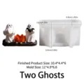 Halloween ghost silicone mold details, showing mold and finished candle holder product sizes. - Two Ghosts