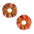 Glänzende metallische holografische Stoff-Haargummis, stilvoller oranger Farbverlauf Scrunchie. - Neon Orange