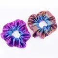Metallic Rainbow Scrunchies, Purple and Bronze Gradient Hair Ties, Shiny Laser Fabric Hair Rings - Purple Blue