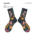 Vintage floral crew socks for men and women, stylish street wear cotton socks with bird print. - Tree Bird