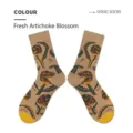 Retro botanical print mid-calf cotton socks for men and women, trendy streetwear couple socks. - Dogwood Flower