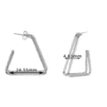 Minimalist stainless steel geometric triangle hoop earrings with size details for daily wear fashion - Double Layer Triangle (Ear Back) / Steel