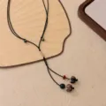 Zen wooden bead necklace, retro Chinese style long sweater chain for women jewelry. - Lotus Carved Bodhi Bead / White