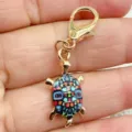 Cute colorful printed turtle cartoon lobster clasp keychain bag pendant metal accessory 1pc - Space Gray
