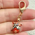 Colorful turtle keychain bag charm with gold lobster clasp cute pendant accessory. - Lotus Pink
