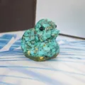 Detailed view of the cute crystal gravel epoxy duck figurine, highlighting texture and craft. - Turquoise Style / 6cm