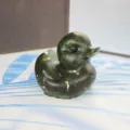 Green crystal epoxy duck figurine, cute animal desktop ornament for home office decor. - Green Glass Style / 6cm