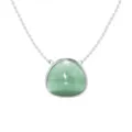 Silver tone chain necklace featuring a geometric green quartz triangle bezel set pendant variant - White Gold + Green Chalcedony Look