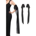 Black sheer chiffon detachable sleeves, long flowing gothic arm covers for stage. - One Size / Black
