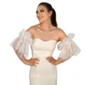 Bridal lace mesh false sleeves wedding dress arm accessories European style elegant new - One Size / White