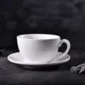 Ceramic coffee cup and saucer set 250ml simple white tea cup for home office cafe use. - 250ml Cup and Saucer