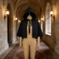 Courte cape noire à capuche rétro lolita gothique cosplay manteau châle vintage détail - Taille unique / Robe / Bleu marine