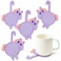 Silicone cute unicorn butt cup coaster details showing funny animal design and hook handle. - 23