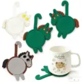 Cute silicone horse coasters set with ceramic mug prop for office and home dining table. - 28