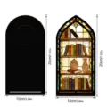 Inserto book nook in legno kit miniatura libreria diorama con luce notturna a LED. - Stile Cottage Castello (BTU350) / Senza Luce (Busta OPP)