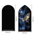 Inserto per libreria book nook in legno con farfalla blu vetrata e luce notturna in acrilico. - Stile Farfalla Blu e Oro (BTU368) / Senza Luce (Busta OPP)